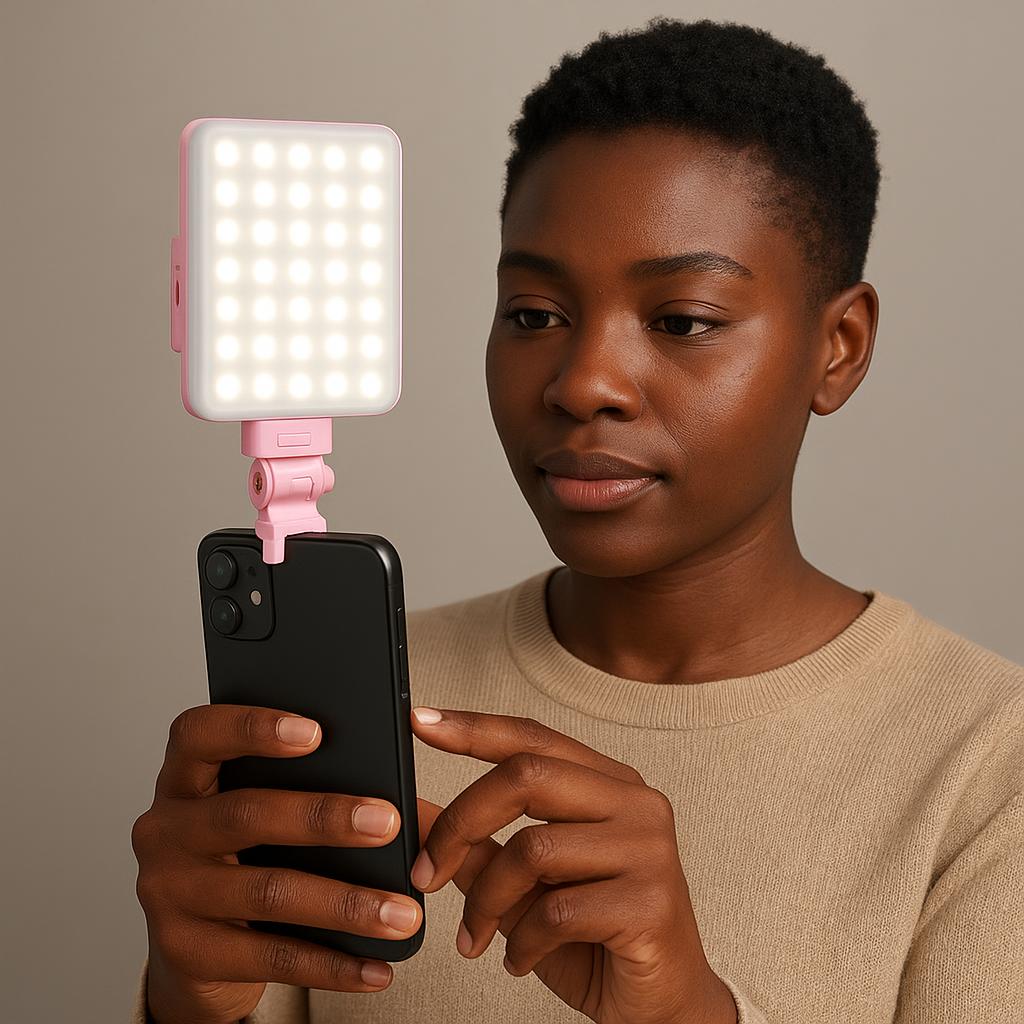 Lampe LED Clip-on Rechargeable pour Éclairage de Selfie et Vidéos Mobile