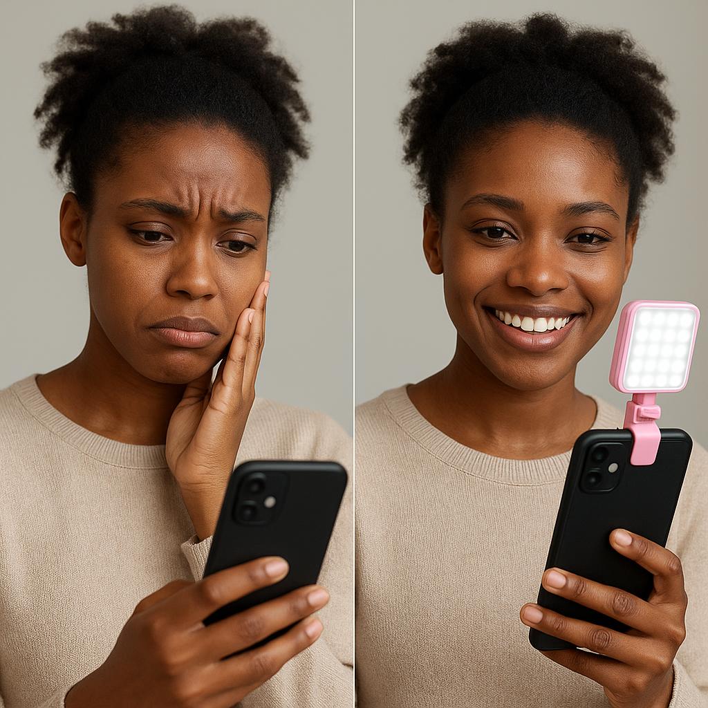 Lampe LED Clip-on Rechargeable pour Éclairage de Selfie et Vidéos Mobile